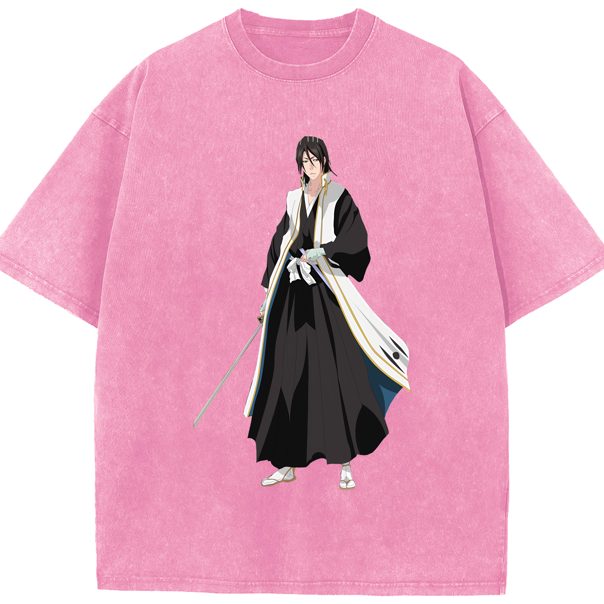 （画像用） ブリーチ くちき びゃくや BLEACH Kuchiki Byakuya 綿100% ヴィンテージ風 半袖Tシャツ（フロントプリント）
